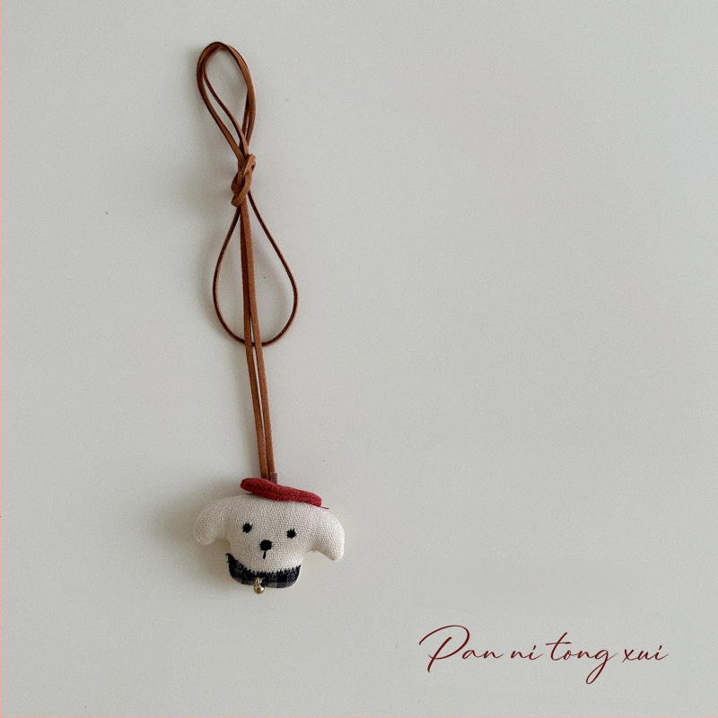 Bērnu kaklarota - rokām darināta, kokvilnas materiāls, karikatūras figūriņa ar 11 cm pagarināšanas ķēdi