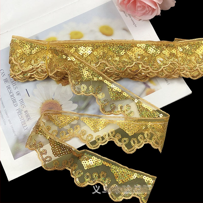 Δαντέλα από πολυεστέρα με παγιέτες και κέντημα, άκρη με πλέγμα για εσώρουχα