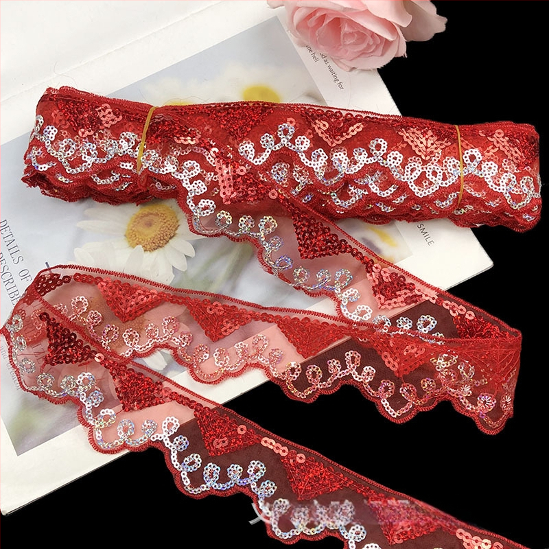 Δαντέλα από πολυεστέρα με παγιέτες και κέντημα, άκρη με πλέγμα για εσώρουχα