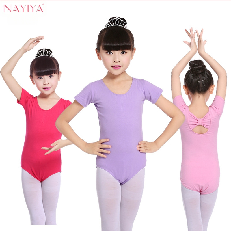 Vaikų šokių vasariniai drabužiai mergaitėms – medvilniniai viengabaliai drabužiai, trumpomis rankovėmis, baleto ir gimnastikos treniruotėms, amžius 3–8 metai