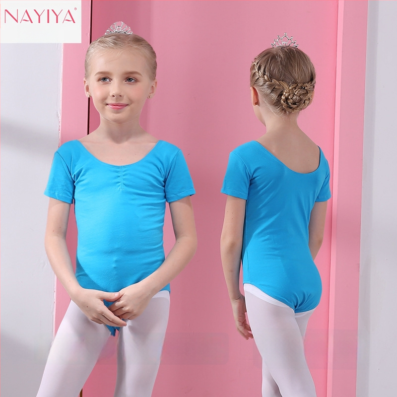 Vaikų šokių vasariniai drabužiai mergaitėms – medvilniniai viengabaliai drabužiai, trumpomis rankovėmis, baleto ir gimnastikos treniruotėms, amžius 3–8 metai