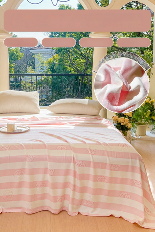 Ljetni pokrivač od bambusovih vlakana, hladenje, s prugastim uzorkom, 50/50 mješavina regenerirane celuloze, 1,1–1,5 kg, reaktivno bojanje