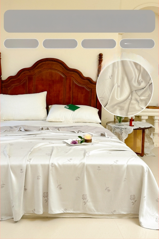 Ljetni pokrivač od bambusovih vlakana, hladenje, s prugastim uzorkom, 50/50 mješavina regenerirane celuloze, 1,1–1,5 kg, reaktivno bojanje