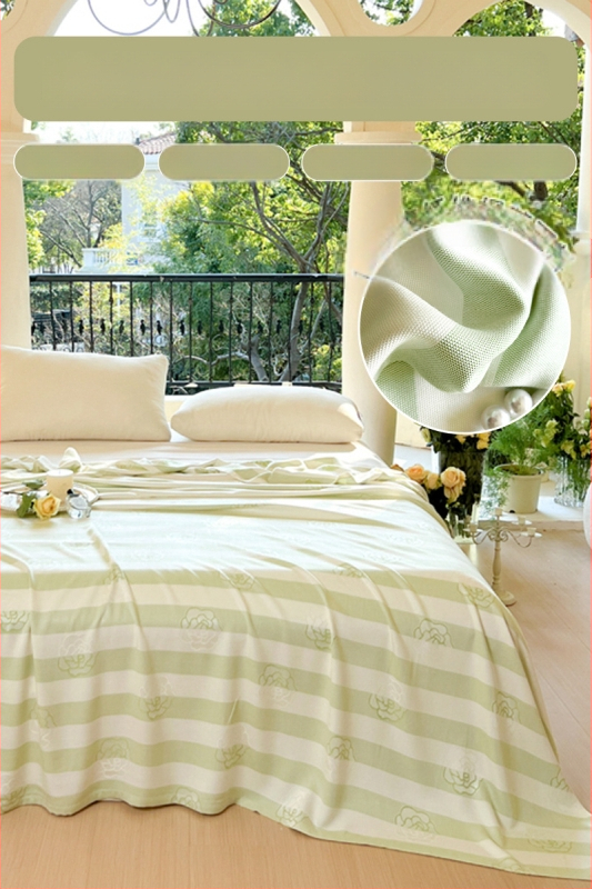 Ljetni pokrivač od bambusovih vlakana, hladenje, s prugastim uzorkom, 50/50 mješavina regenerirane celuloze, 1,1–1,5 kg, reaktivno bojanje