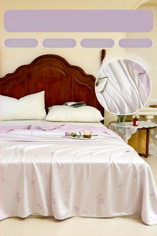 Ljetni pokrivač od bambusovih vlakana, hladenje, s prugastim uzorkom, 50/50 mješavina regenerirane celuloze, 1,1–1,5 kg, reaktivno bojanje