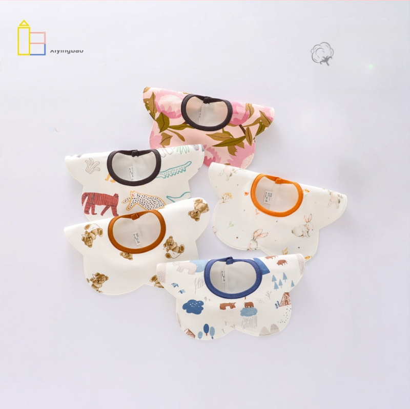 Naujagimių seilinukas su 360° pasukimu, dviejų sluoksnių iš šukuotos medvilnės, atsparus vandeniui, unisex, tinkamas 0–12 mėnesių