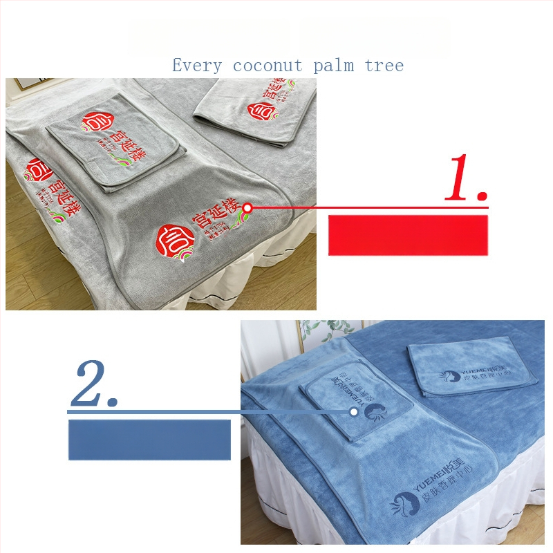 Masažo stalo rankšluostis su skylute, mikropluoštas 100D, svoris virš 200 g, siuvimas, pritaikymas