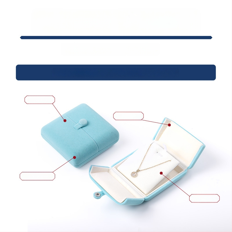 Velvētā divkārši atveramā gredzenukaste, juvelierizstrādājumu iepakojums, plastmasas iekšpuse ar flaneli, Ruibang