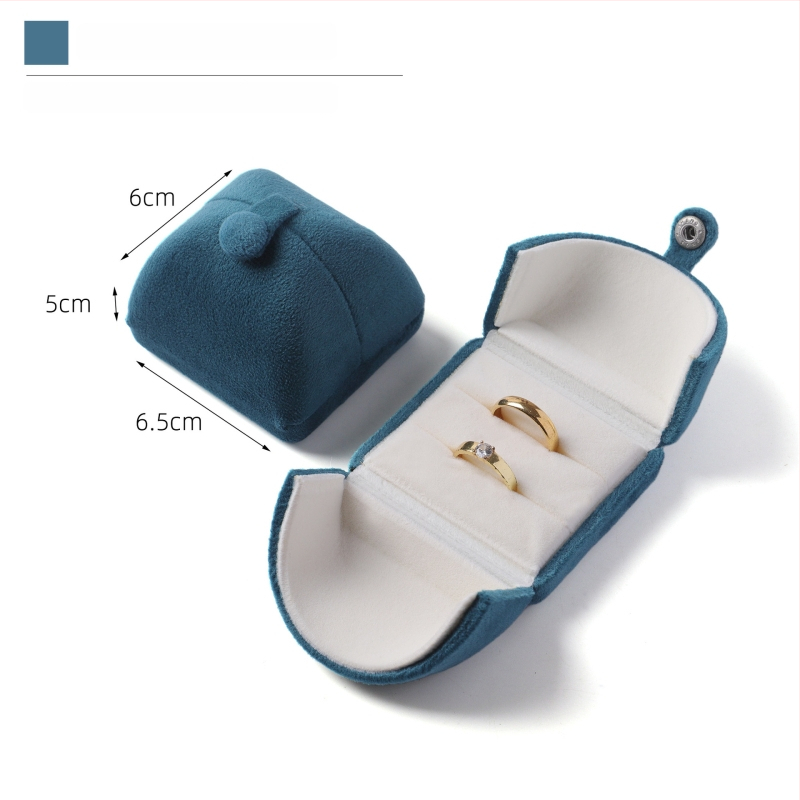 Velvētā divkārši atveramā gredzenukaste, juvelierizstrādājumu iepakojums, plastmasas iekšpuse ar flaneli, Ruibang