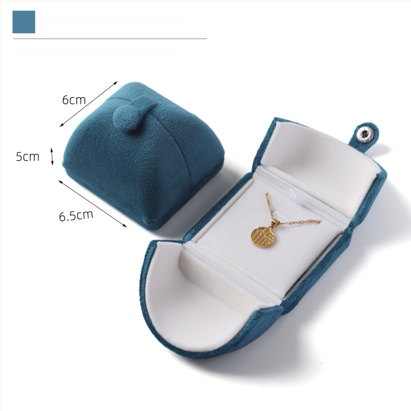 Velvētā divkārši atveramā gredzenukaste, juvelierizstrādājumu iepakojums, plastmasas iekšpuse ar flaneli, Ruibang