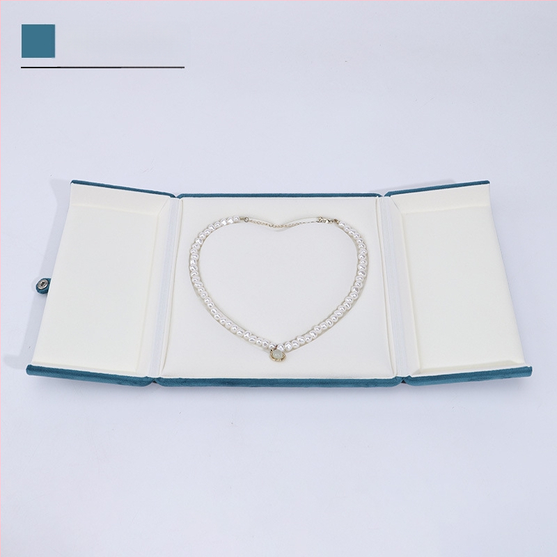 Velvētā divkārši atveramā gredzenukaste, juvelierizstrādājumu iepakojums, plastmasas iekšpuse ar flaneli, Ruibang