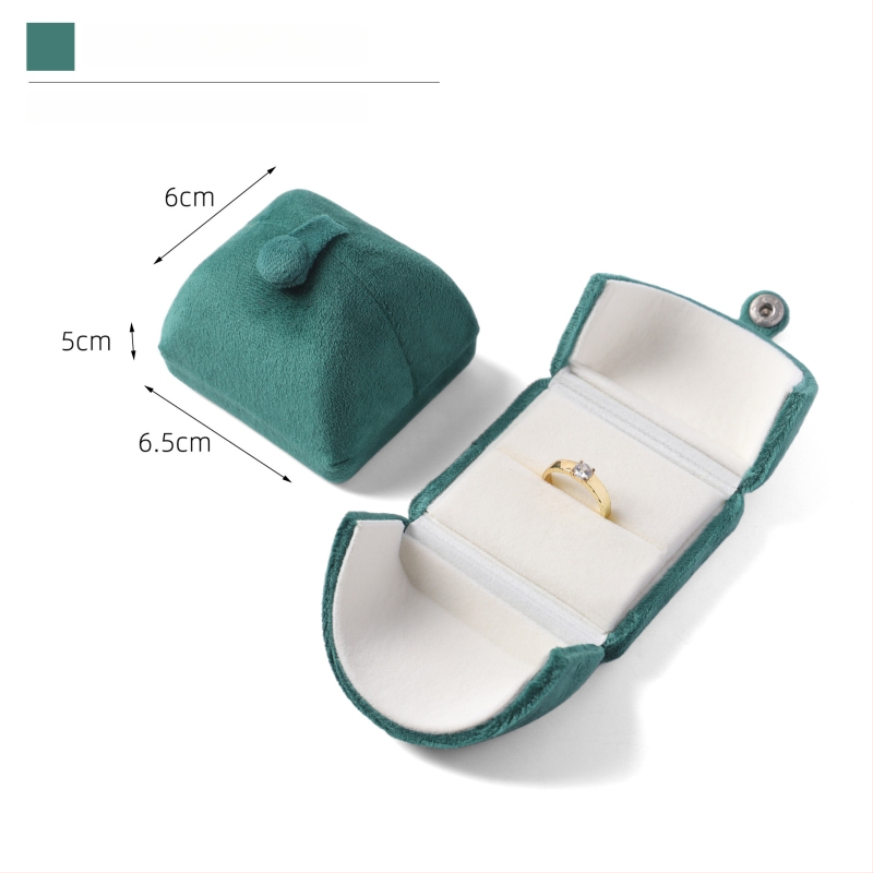 Velvētā divkārši atveramā gredzenukaste, juvelierizstrādājumu iepakojums, plastmasas iekšpuse ar flaneli, Ruibang