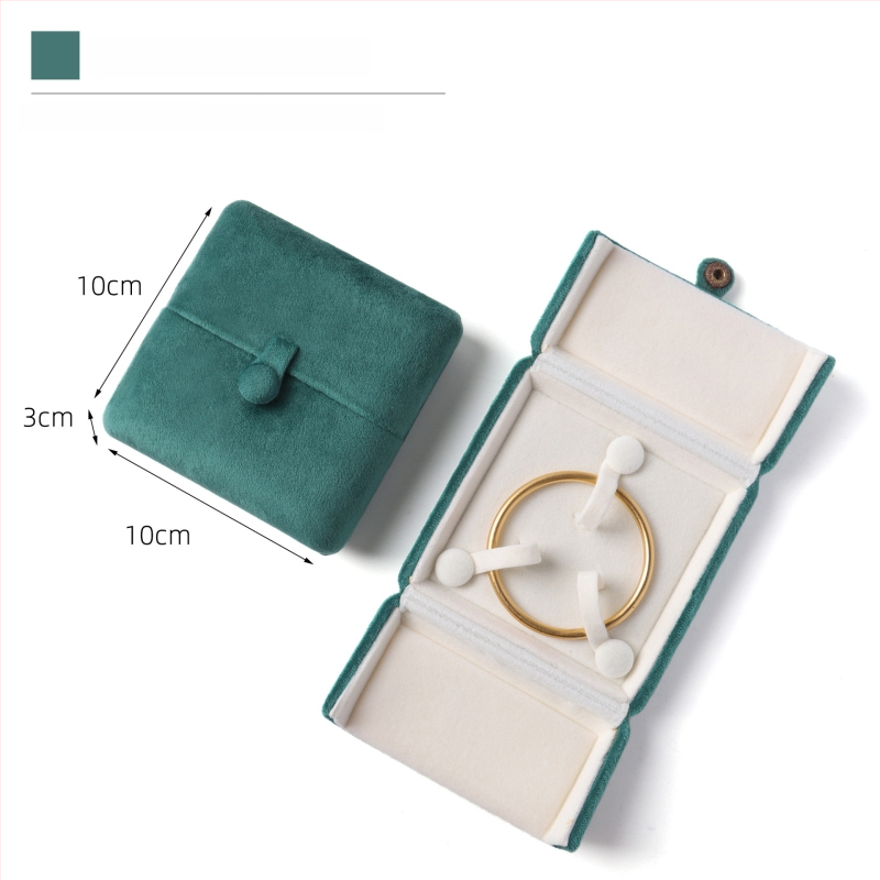 Velvētā divkārši atveramā gredzenukaste, juvelierizstrādājumu iepakojums, plastmasas iekšpuse ar flaneli, Ruibang