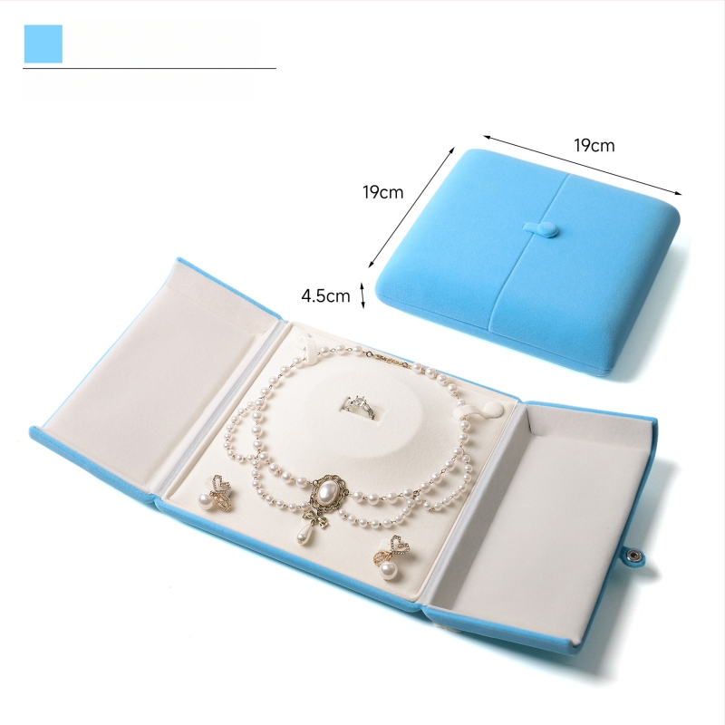 Velvētā divkārši atveramā gredzenukaste, juvelierizstrādājumu iepakojums, plastmasas iekšpuse ar flaneli, Ruibang