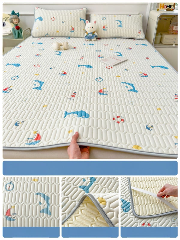 Trys dalys latekso vėsinimo matų komplektas lovai, sintetinis lateksas, latekso kiekis 80–90%, spaudinė audinys, šiuolaikiškas minimalistinis stilius, kodas 030123