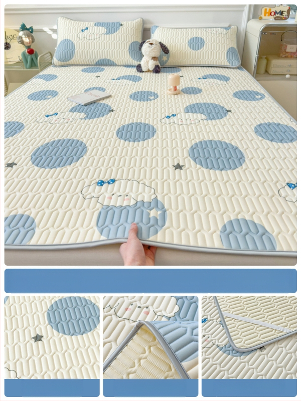 Trys dalys latekso vėsinimo matų komplektas lovai, sintetinis lateksas, latekso kiekis 80–90%, spaudinė audinys, šiuolaikiškas minimalistinis stilius, kodas 030123