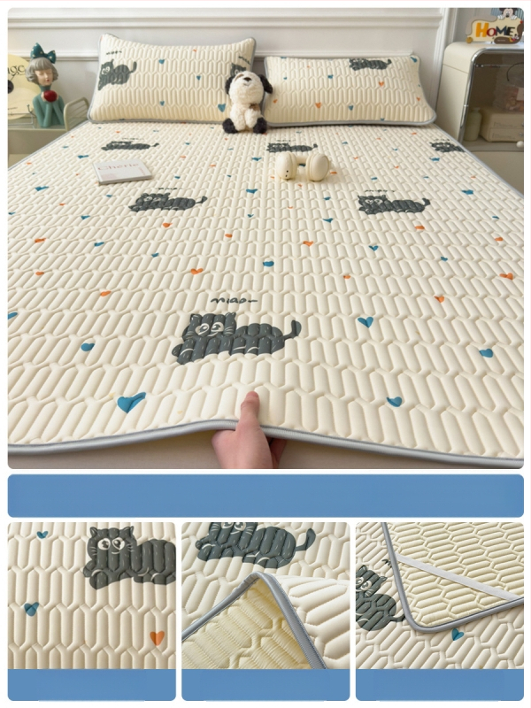 Trys dalys latekso vėsinimo matų komplektas lovai, sintetinis lateksas, latekso kiekis 80–90%, spaudinė audinys, šiuolaikiškas minimalistinis stilius, kodas 030123