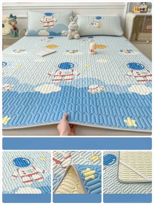 Trys dalys latekso vėsinimo matų komplektas lovai, sintetinis lateksas, latekso kiekis 80–90%, spaudinė audinys, šiuolaikiškas minimalistinis stilius, kodas 030123