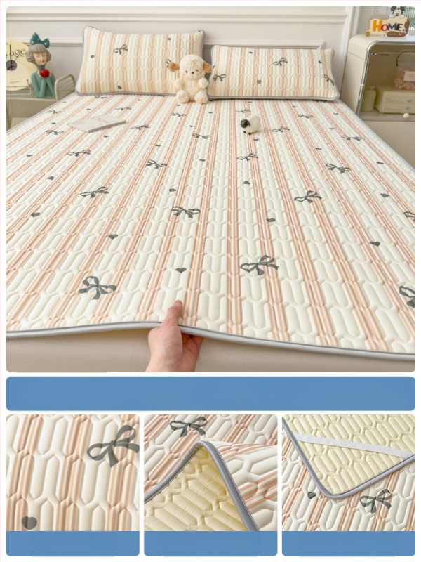 Trys dalys latekso vėsinimo matų komplektas lovai, sintetinis lateksas, latekso kiekis 80–90%, spaudinė audinys, šiuolaikiškas minimalistinis stilius, kodas 030123