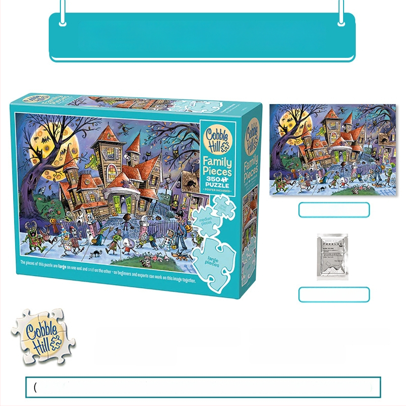 3D puzle — papīra sastāvs, izcelsme ASV, 14+ vecumam, burti ilustrācijas, dēļi