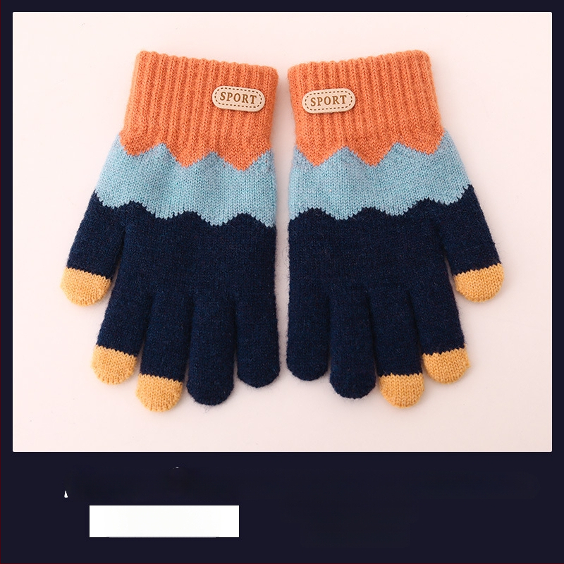 Bērnu ziemas adīti cimdi ar korejiešu stilu, universāli (vecums 5-12)