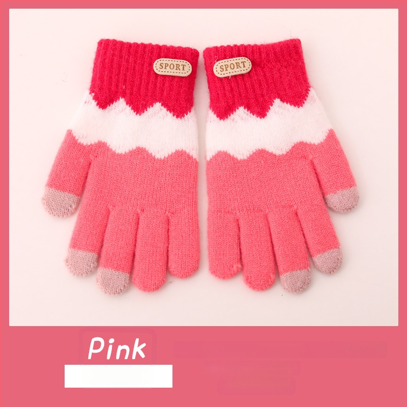 Bērnu ziemas adīti cimdi ar korejiešu stilu, universāli (vecums 5-12)