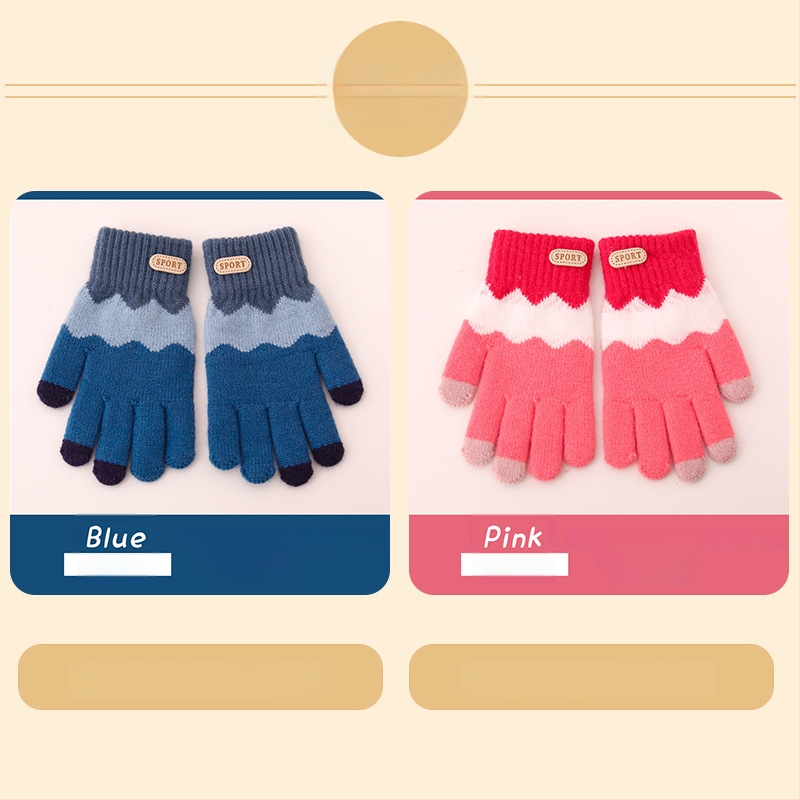 Bērnu ziemas adīti cimdi ar korejiešu stilu, universāli (vecums 5-12)