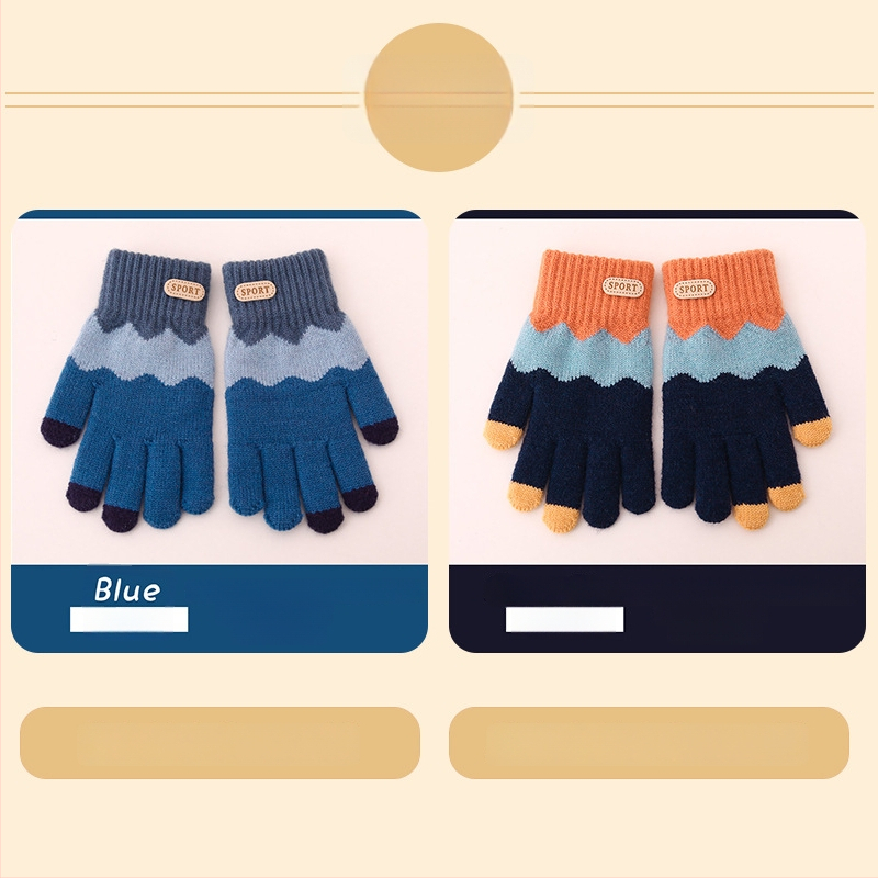 Bērnu ziemas adīti cimdi ar korejiešu stilu, universāli (vecums 5-12)