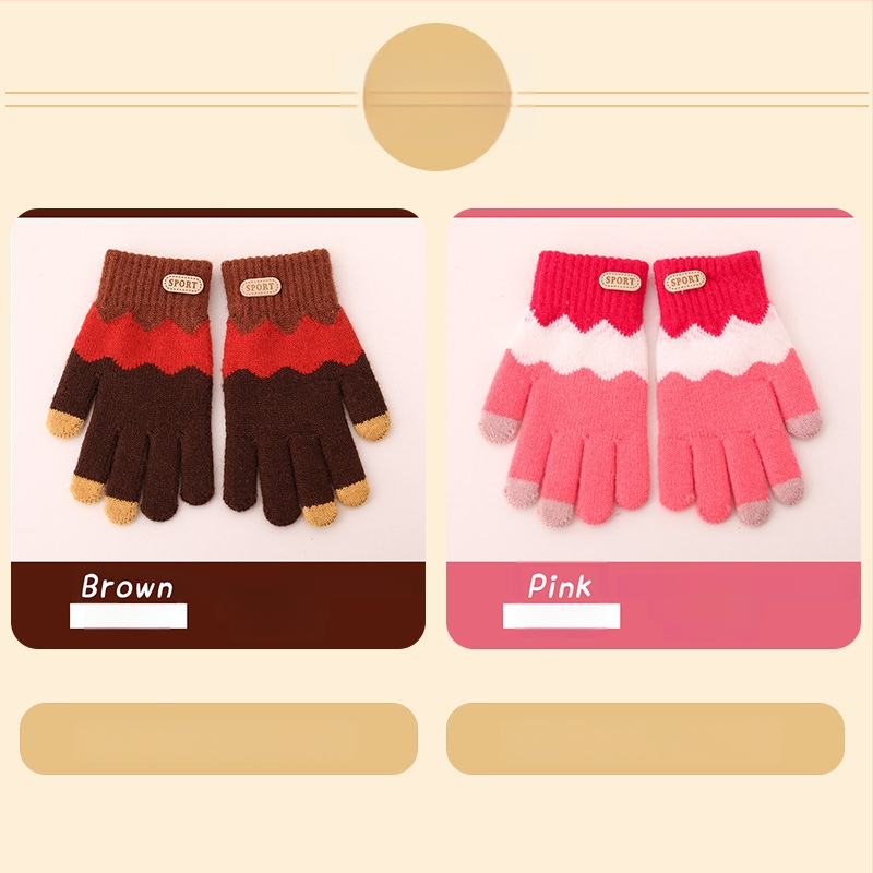 Bērnu ziemas adīti cimdi ar korejiešu stilu, universāli (vecums 5-12)