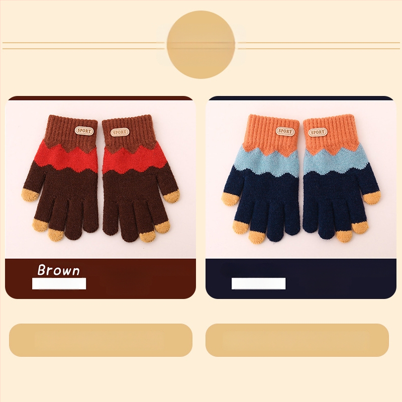 Bērnu ziemas adīti cimdi ar korejiešu stilu, universāli (vecums 5-12)