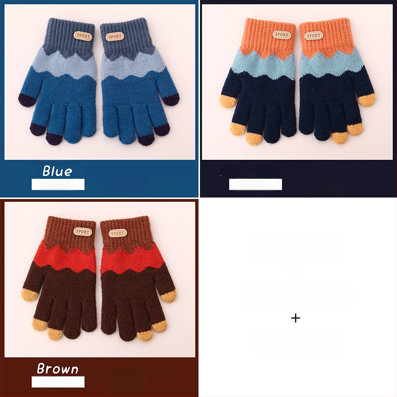 Bērnu ziemas adīti cimdi ar korejiešu stilu, universāli (vecums 5-12)