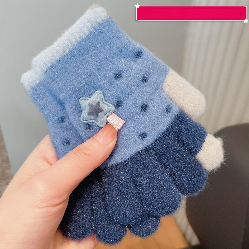 Bērnu ziemas adīti cimdi ar korejiešu stilu, universāli (vecums 5-12)