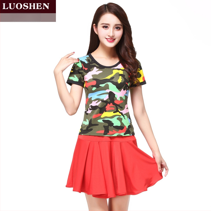 Κουστούμι τετραγωνισμένου χορού, Modal ύφασμα, καμουφλάζ μοτίβο, επένδυση από μιλκ σιλκ, για γυναίκες, για ομαδικές εμφανίσεις