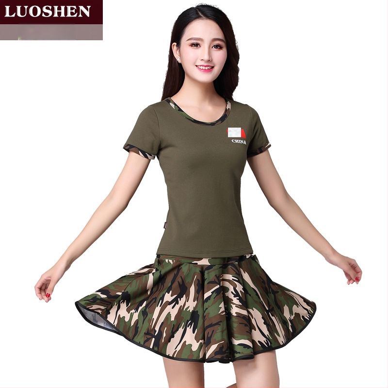 Κουστούμι τετραγωνισμένου χορού, Modal ύφασμα, καμουφλάζ μοτίβο, επένδυση από μιλκ σιλκ, για γυναίκες, για ομαδικές εμφανίσεις