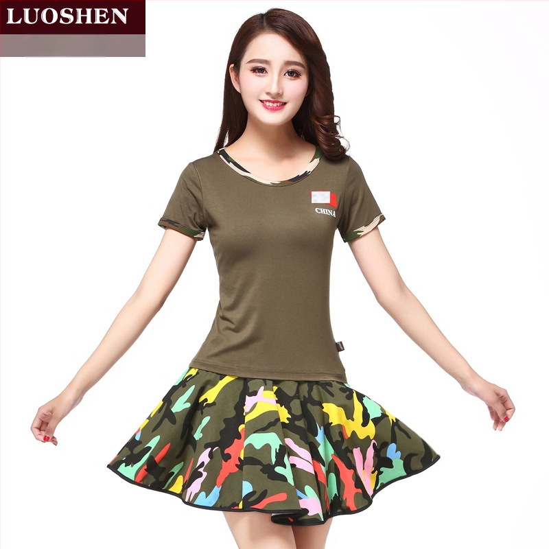 Κουστούμι τετραγωνισμένου χορού, Modal ύφασμα, καμουφλάζ μοτίβο, επένδυση από μιλκ σιλκ, για γυναίκες, για ομαδικές εμφανίσεις