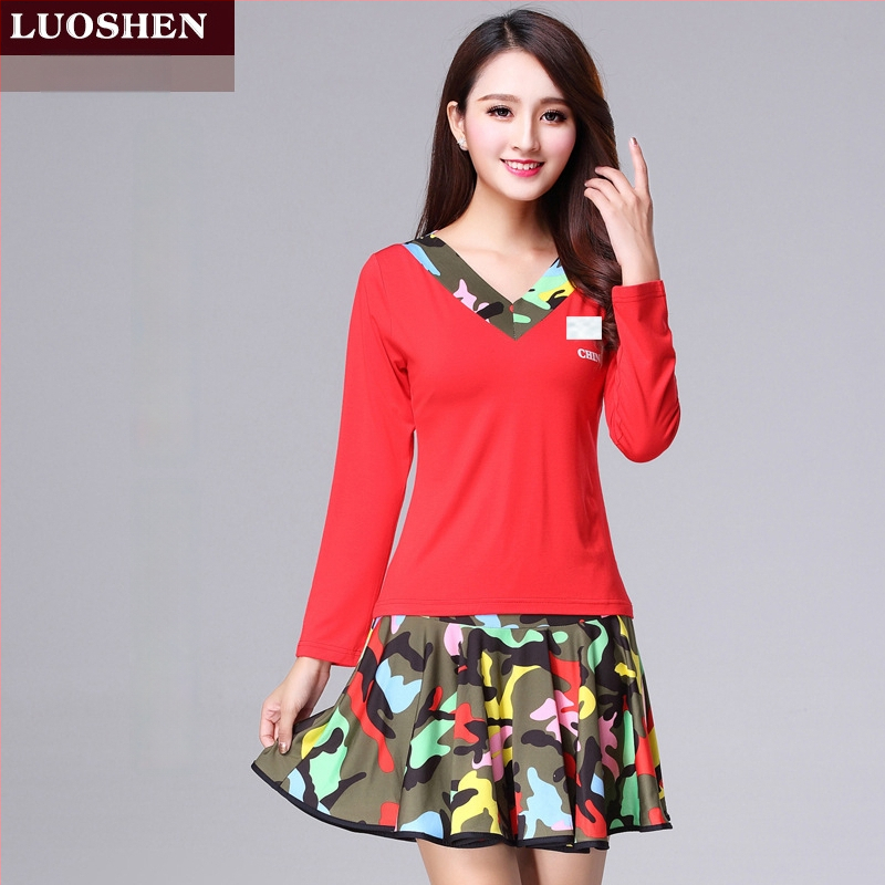 Κουστούμι τετραγωνισμένου χορού, Modal ύφασμα, καμουφλάζ μοτίβο, επένδυση από μιλκ σιλκ, για γυναίκες, για ομαδικές εμφανίσεις