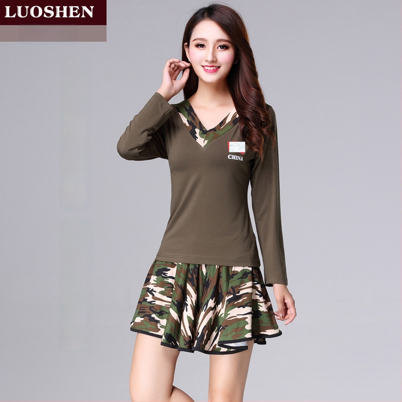 Κουστούμι τετραγωνισμένου χορού, Modal ύφασμα, καμουφλάζ μοτίβο, επένδυση από μιλκ σιλκ, για γυναίκες, για ομαδικές εμφανίσεις