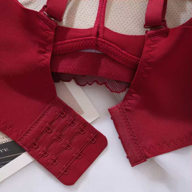 Nėrinių belaidė liemenėlė komplektas, 3/4 kaušelis, Mulberry šilko įdėklas, nugarinis trijų eilučių užsegimas