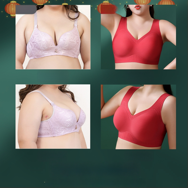 Crveni plus-size set donjeg rublja, bežični i bezšiven grudnjak i gaćice, s košaricom 3/4 i tankim oblikovanim košaricama