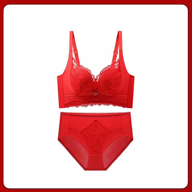 Nėrinių liemenėlės komplektas su 3/4 taurėmis, belaidis, fiksuoti petnešos, nugaros užsegimas su keturiomis eilėmis