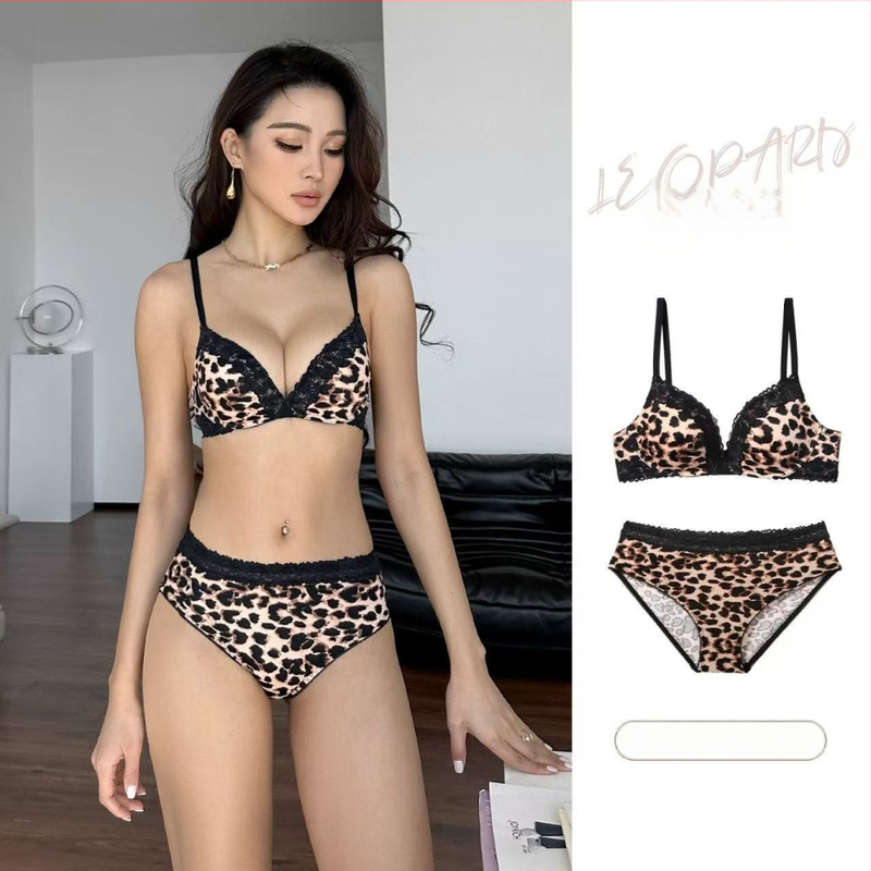 Sutien s V-dekoltom, leopard print, za manje grudi, seksi grudnjak bez žice, čipkasti
