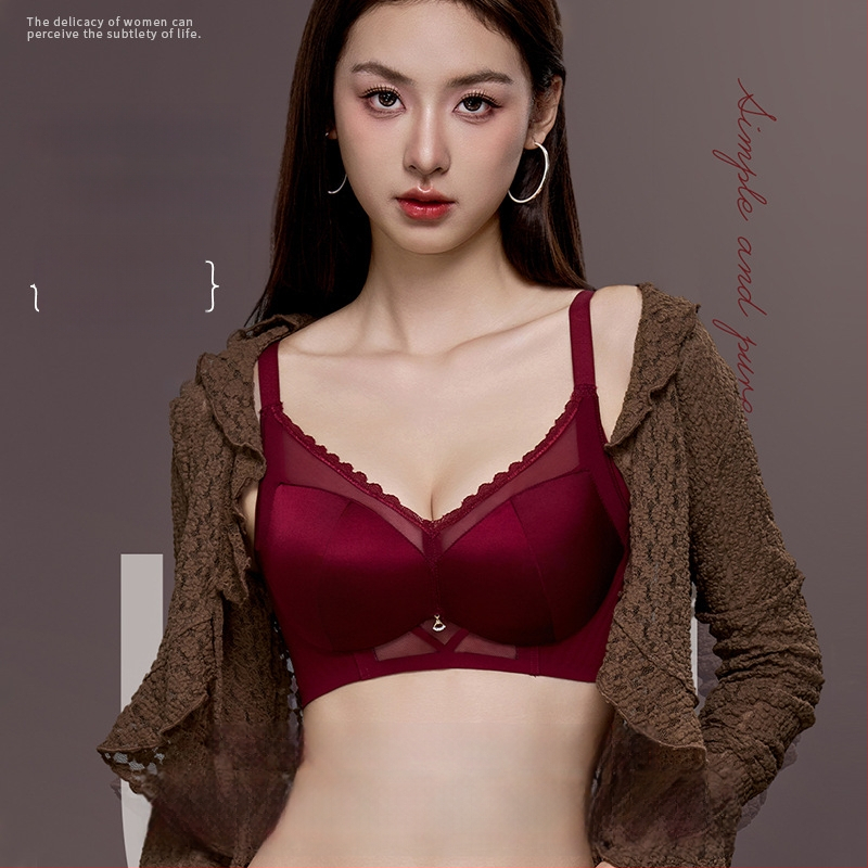 Set de sutien satin, wireless, cu cupă 3/4, efect push-up, închidere spate cu patru rânduri de cârlige