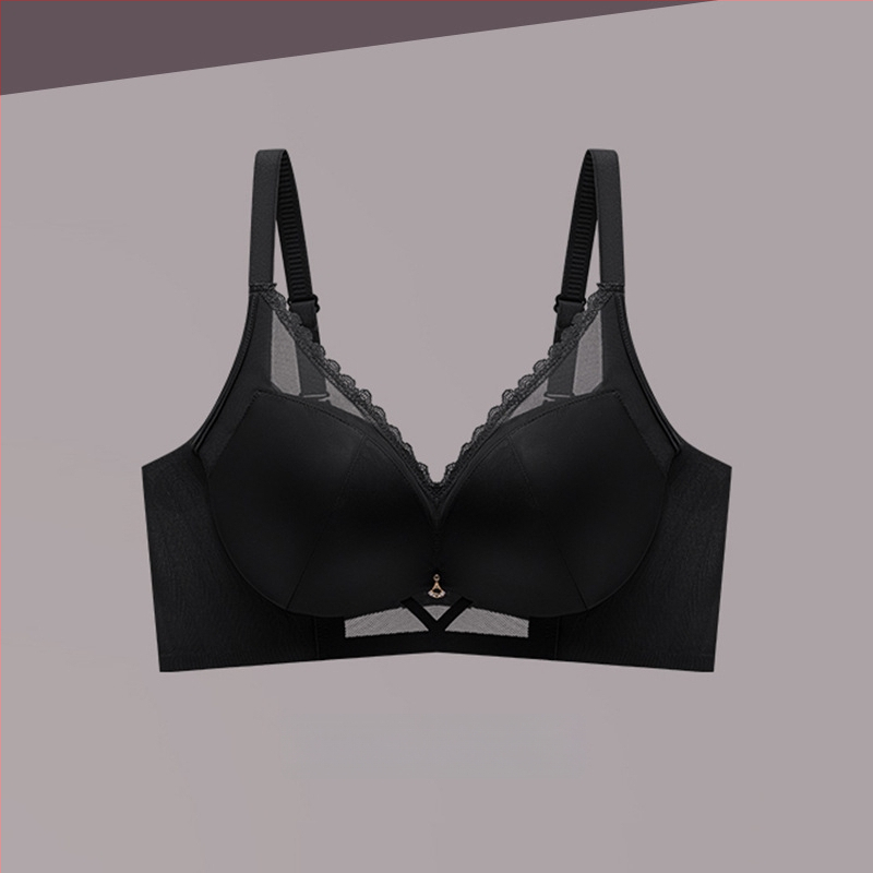 Set de sutien satin, wireless, cu cupă 3/4, efect push-up, închidere spate cu patru rânduri de cârlige