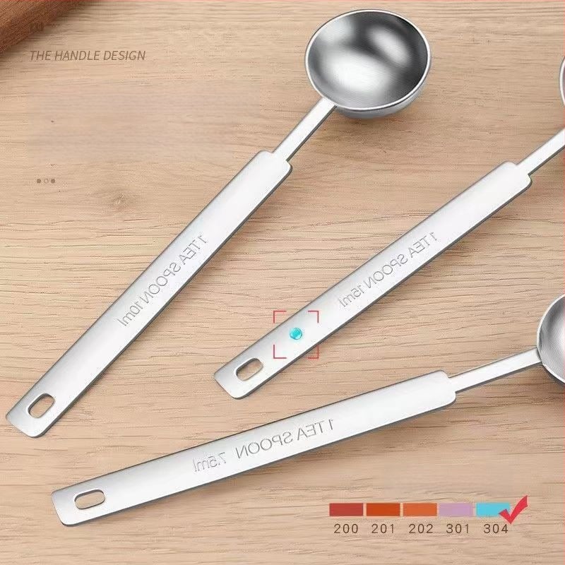 Yutian pikkade kätega mõõtelusikas grammskaalaga, märgised 5/10 g ja 15 ml, küpsetamiseks, kaasaegne minimalistlik disain