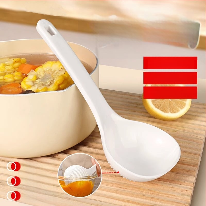 Jaapani stiilis suur plastmassist supp lusikas köögis, PP materjal, toidukvaliteet, kõrge temperatuuritaluvus, 2-ühes sõel lusikas
