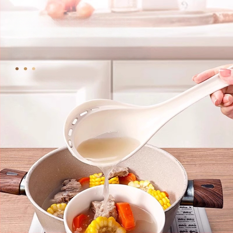 Jaapani stiilis suur plastmassist supp lusikas köögis, PP materjal, toidukvaliteet, kõrge temperatuuritaluvus, 2-ühes sõel lusikas