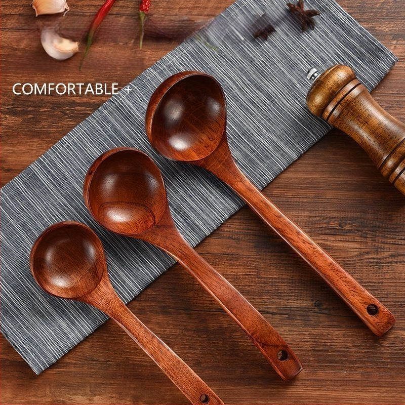 Puidust köögilusikas pikkade käepidemetega – libisemiskindel, kuumuskindel, põletuskaitse, suppide ja pudrude jaoks