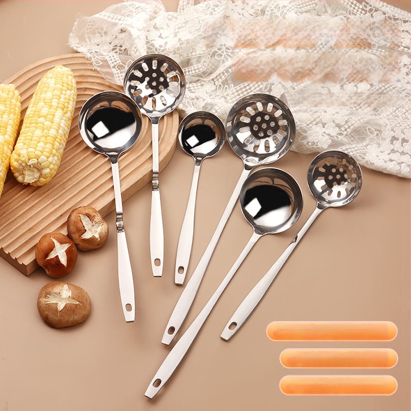 Köögilabidas drenaaživentidega, pikk käepide, roostevabast terasest, kuumuskindel, põletuste vältimine