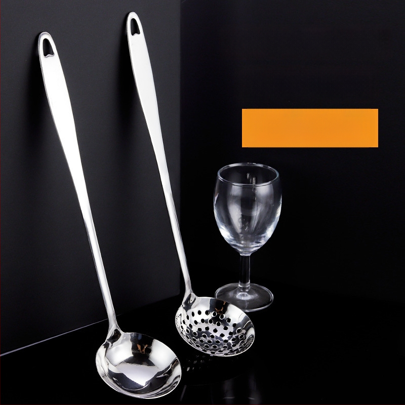 Toiduvalmistamise lusikas 304 roostevabast terasest, paksenenud pikk käepide, kuumade pannide jaoks, mitte-kleepuv, libisemisvastane, kõrge temperatuuritaluvus