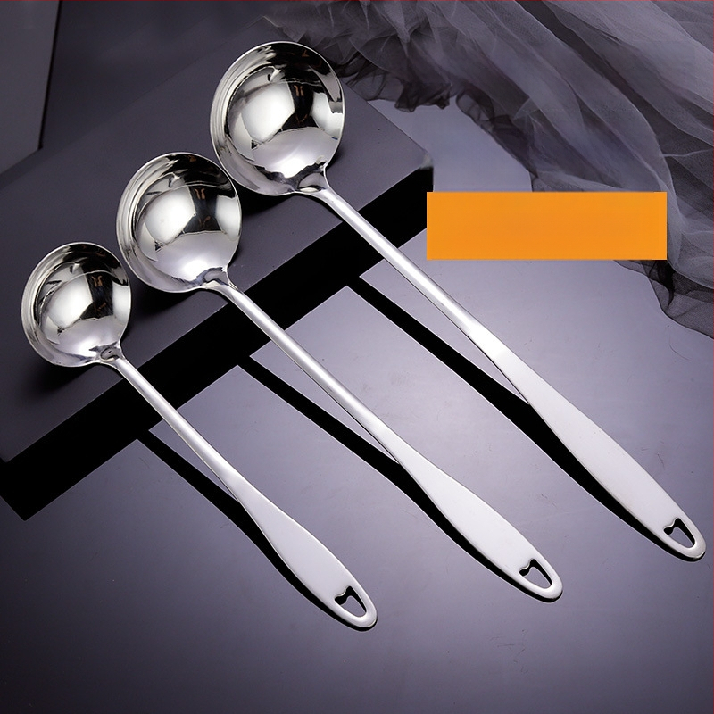 Toiduvalmistamise lusikas 304 roostevabast terasest, paksenenud pikk käepide, kuumade pannide jaoks, mitte-kleepuv, libisemisvastane, kõrge temperatuuritaluvus